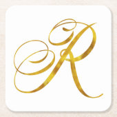 Eigene Monogramm R-Imitat Goldfolie-Monogramme Rechteckiger Pappuntersetzer (Vorderseite)