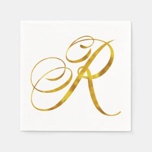 Eigene Monogramm R-Imitat Goldfolie-Monogramme Serviette