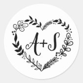 Eigene Monogramm-Save the Date Herzklopfen für Log Runder Aufkleber (Vorderseite)