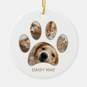 Eigene Paw Print Pet Name Jahr FotoCollage Keramik Ornament (Vorne)