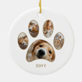 Eigene Paw Print Pet Name Jahr FotoCollage Keramik Ornament (Hinten)