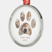 Eigene Paw Print Pet Name Jahr FotoCollage Ornament Aus Metall (Links)