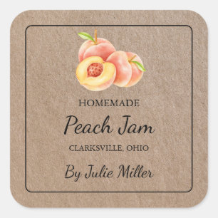 Eigene Peach Jam Square Kraft Paper Label Quadratischer Aufkleber
