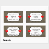 Eigene Peach Jelly Jam Canning Label Burlap Rechteckiger Aufkleber (Blatt)
