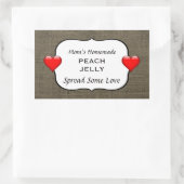 Eigene Peach Jelly Jam Canning Label Burlap Rechteckiger Aufkleber (Tasche)
