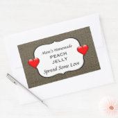 Eigene Peach Jelly Jam Canning Label Burlap Rechteckiger Aufkleber (Umschlag)