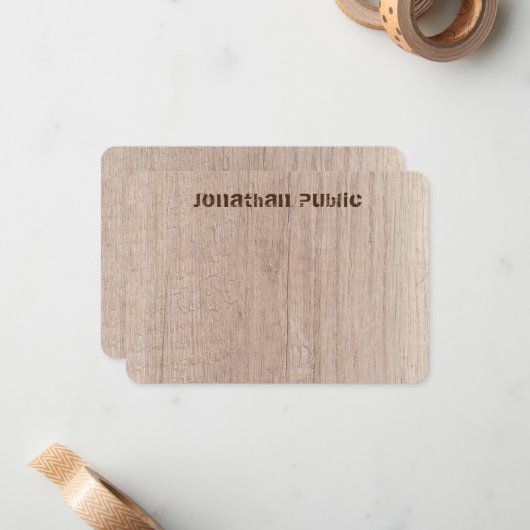 Eigene Platine Holzaussehen gestörter Text Mitteilungskarte (Vorderseite/Rückseite Beispiel)