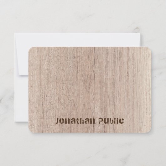 Eigene Platine Holzaussehen gestörter Text Mitteilungskarte (Rückseite)