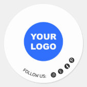 Eigene Platzierung des Logos Schlichte weiße sozia Runder Aufkleber (Vorderseite)