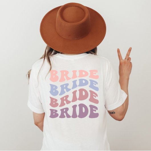 Eigene Retro Groovy Back Print Wedding Party T-Shirt