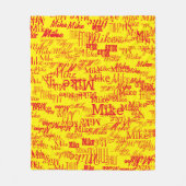 Eigene rote Namen Muster gestempelt Allover Gelb Fleecedecke (Vorderseite)