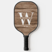 Eigene rustikale Bauernfamilie Monogramm Name Holz Pickleball Schläger (Vorderseite)