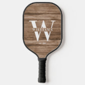 Eigene rustikale Bauernfamilie Monogramm Name Holz Pickleball Schläger (Rückseite)