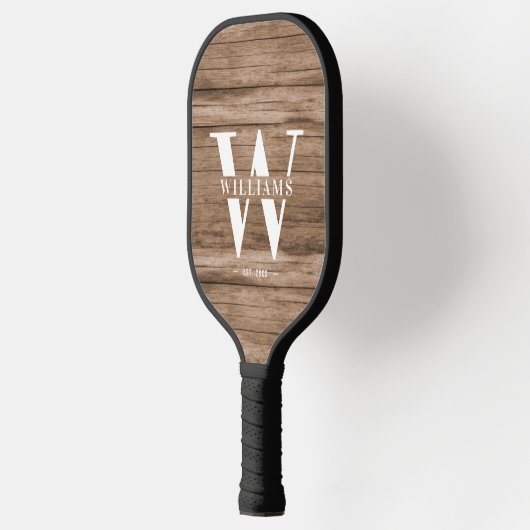 Eigene rustikale Bauernfamilie Monogramm Name Holz Pickleball Schläger (Links)
