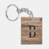 Eigene rustikale Bauernfamilie Monogramm Name Holz Schlüsselanhänger (Vorderseite links)