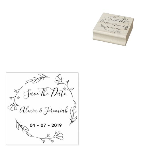 Eigene rustikale Blüte Save the Date Gummistempel (Stempel)