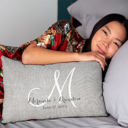 Eigene rustikale graue Burlap Print Anniversary Ki Lendenkissen