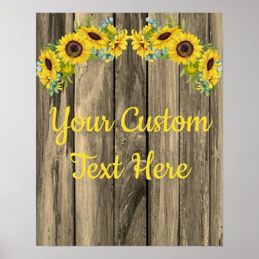 Eigene rustikale Sonnenblumen-Jubiläumszeichen Par Poster (Vorne)