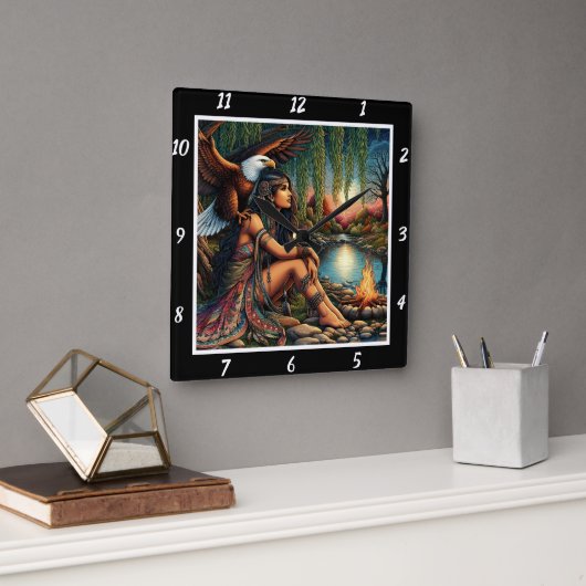 Eigene Schatten: Adlerstern Quadratische Wanduhr (Büro)