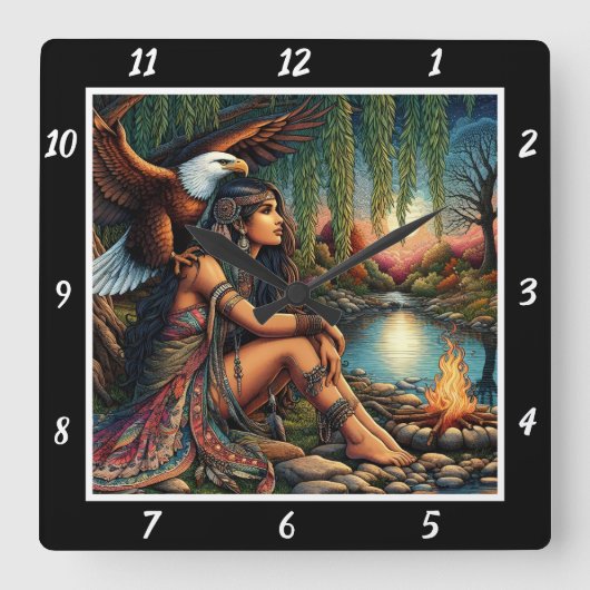 Eigene Schatten: Adlerstern Quadratische Wanduhr (Vorderseite)