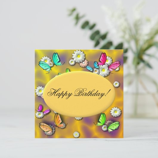 Eigene Schmetterlinge zum Geburtstag Einladung (Stehend Vorderseite)