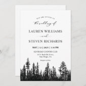 Eigene Schwarz-Weiß-Pine-Tree-Hochzeit Einladung (Vorne/Hinten)