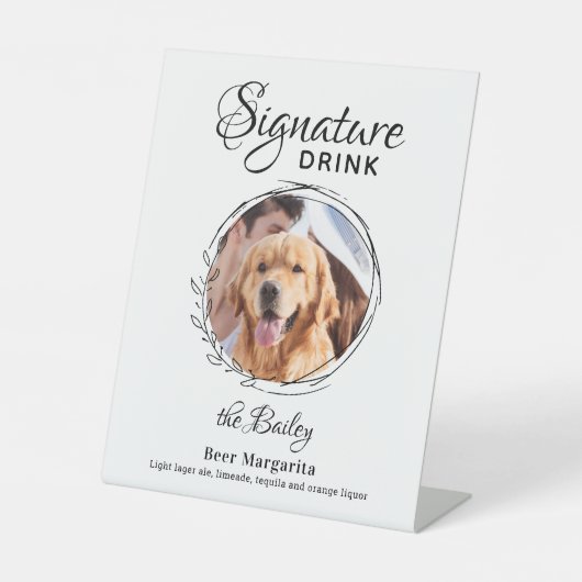 Eigene Signatur Drink Foto Hunde Bar Haustier Hoch Sockelschild (Vorderseite)