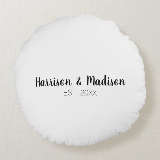 Eigene Skriptpaare heißen Hochzeiten Rundes Kissen (Rückseite)