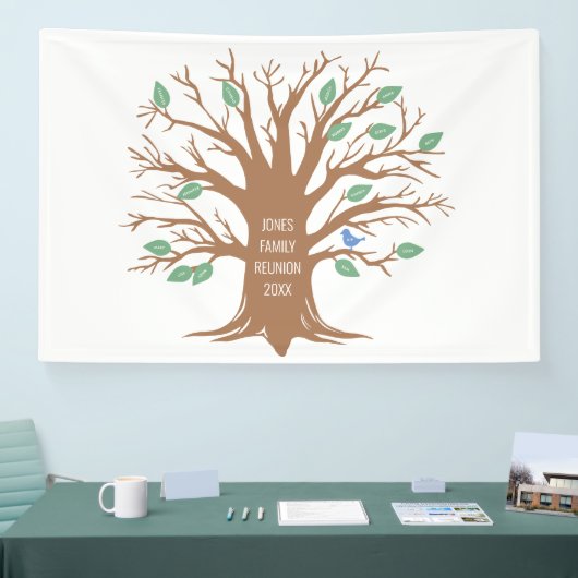 Eigene Stammbaum mit Blätter und Vögeln Banner (Messe)