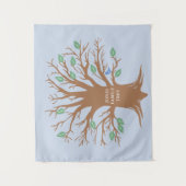 Eigene Stammbaum mit Blätter und Vögeln Wandteppich (Vorderseite)