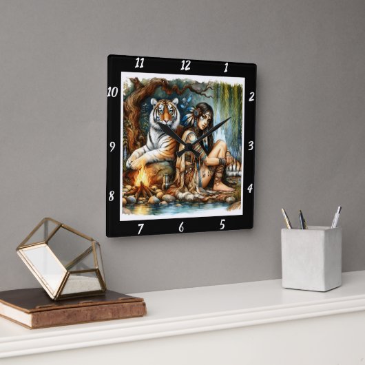 Eigene Stärke: Die Ausmaße des Tigerwaldes Quadratische Wanduhr (Büro)