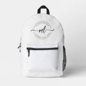 Eigene, stylische Monogram-Initials-Logo weiß Bedruckter Rucksack (Vorderseite)