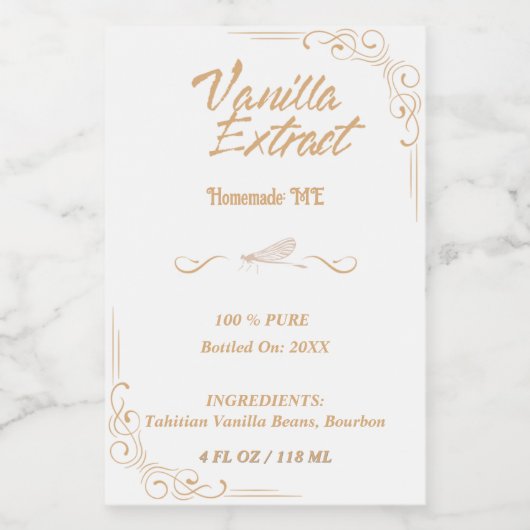 Eigene Vanilla Extract Rectangle 2"x 3" Weinetikett (Einzelnes Label)