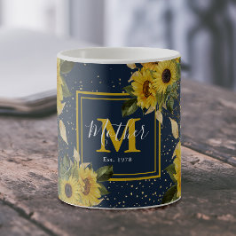 Eigene Vintage Sonnenblumen Monogram Mutteröst. Ge Kaffeetasse