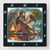 Eigene Währung: Eagle's Dive River Quadratische Wanduhr (Vorderseite)