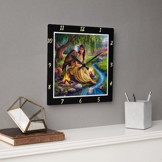 Eigene Wege: Adlerspuren Willow's Whisper Quadratische Wanduhr (Büro)