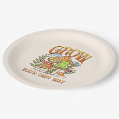 Eigene Weise wachsen - Frosch und Pilz vermitteln Pappteller (Schrägansicht)