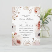 Eigene, weiße rosa Wasserfarbenhochzeit Einladung (Stehend Vorderseite)