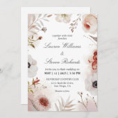 Eigene, weiße rosa Wasserfarbenhochzeit Einladung (Vorne/Hinten)