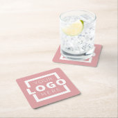 Eigene Werbeaktion Logo-Markenbezeichnung Rosa Rechteckiger Pappuntersetzer (Vor Ort)