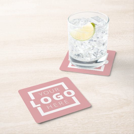 Eigene Werbeaktion Logo-Markenbezeichnung Rosa Rechteckiger Pappuntersetzer (Vor Ort)