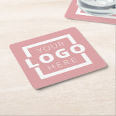 Eigene Werbeaktion Logo-Markenbezeichnung Rosa Rechteckiger Pappuntersetzer (angewinkelt)