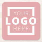 Eigene Werbeaktion Logo-Markenbezeichnung Rosa Rechteckiger Pappuntersetzer (Vorderseite)