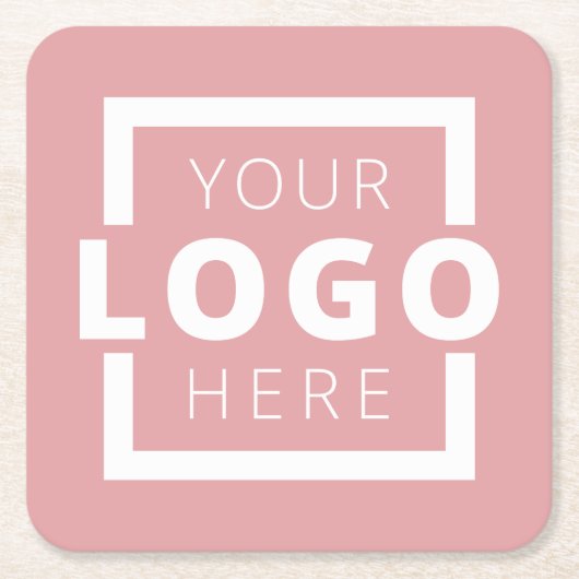 Eigene Werbeaktion Logo-Markenbezeichnung Rosa Rechteckiger Pappuntersetzer (Vorderseite)