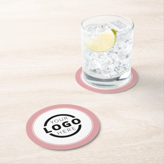Eigene Werbeaktion Logo-Markenbezeichnung Rosa Runder Pappuntersetzer (Vor Ort)