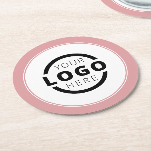 Eigene Werbeaktion Logo-Markenbezeichnung Rosa Runder Pappuntersetzer (Angewinkelt)