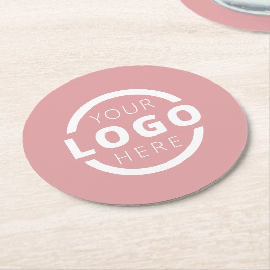 Eigene Werbeaktion Logo-Markenbezeichnung Rosa Runder Pappuntersetzer (Angewinkelt)