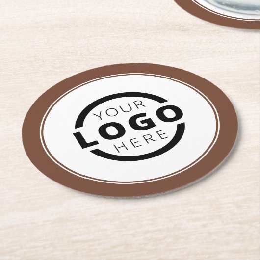 Eigene Werbefirma-Logo-Brown Runder Pappuntersetzer (Angewinkelt)