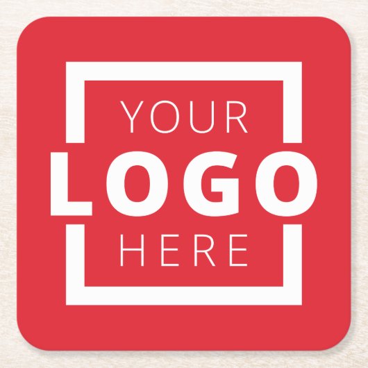 Eigene Werbefirma-Logo mit der Markenbezeichnung R Rechteckiger Pappuntersetzer (Vorderseite)