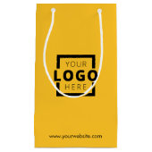 Eigene Werbung für gelbes Shopping-Logo Kleine Geschenktüte (Vorderseite)
